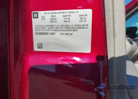 2011 Chevrolet Impala Lt z USA, uszkodzony, nr VIN 2G1WB5EK8B1104621